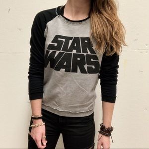 Star Wars Black and Gray Logo Crewneck Crop Top